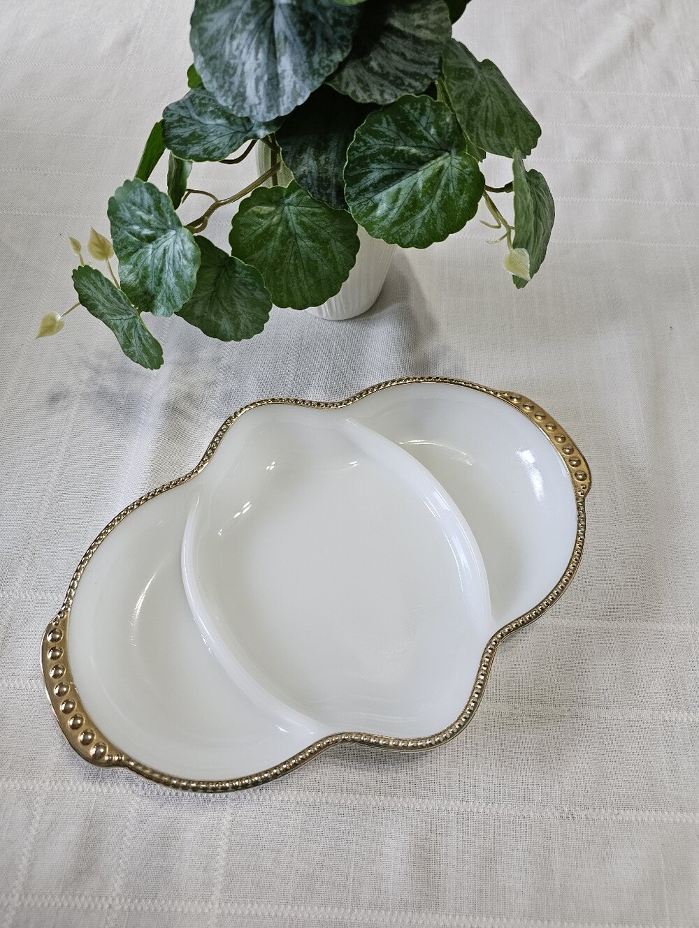Vintage Anchor Hocking Fire King Triple-Section Platter